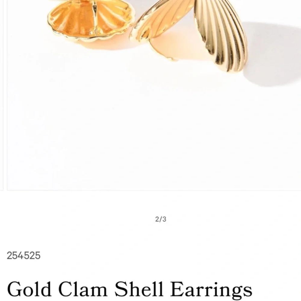 NWOT Unique Vintage Gold Clam Shell Earrings OS